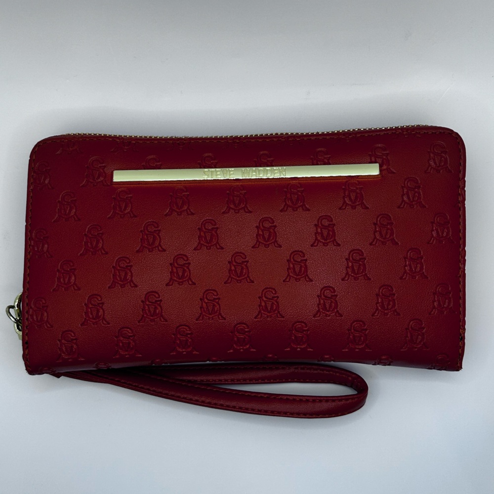 Steve Madden Red Embossed Leather Wallet